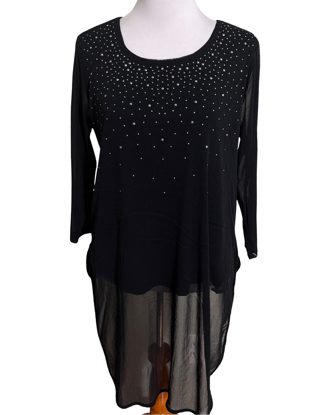 Alfani Black Studded Longline Scoop Neck Tunic